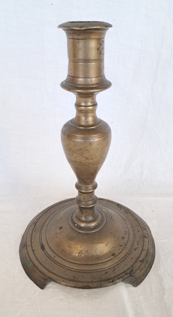 17th Century French Candlestick: 8 1/2" tall x 5 5/8" at base.