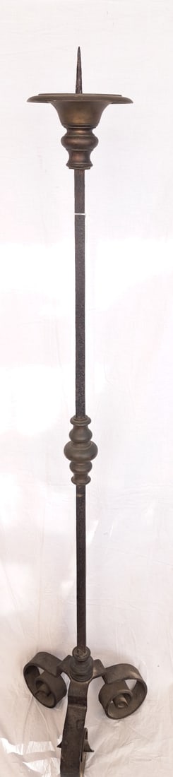 Large 17th Century Wrought Iron and Brass Pricket Stick (1 of 6)