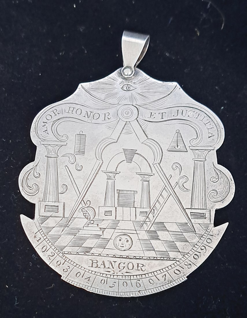 Engraved Masonic Silver Lodge Tolken Given to E. Jones Lodge #811 Bangor (1 of 7)