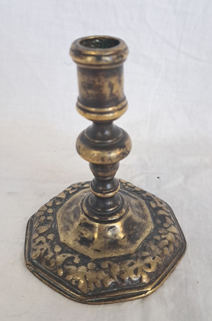 Miniature Brass Candlestick: 3 3/8" tall x 2 1/2" at base