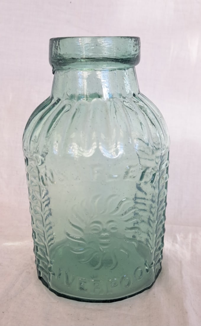 Glass Jar Signed W & J Flett Liverpool: 6 3/4" tall x 3 3/4" wide