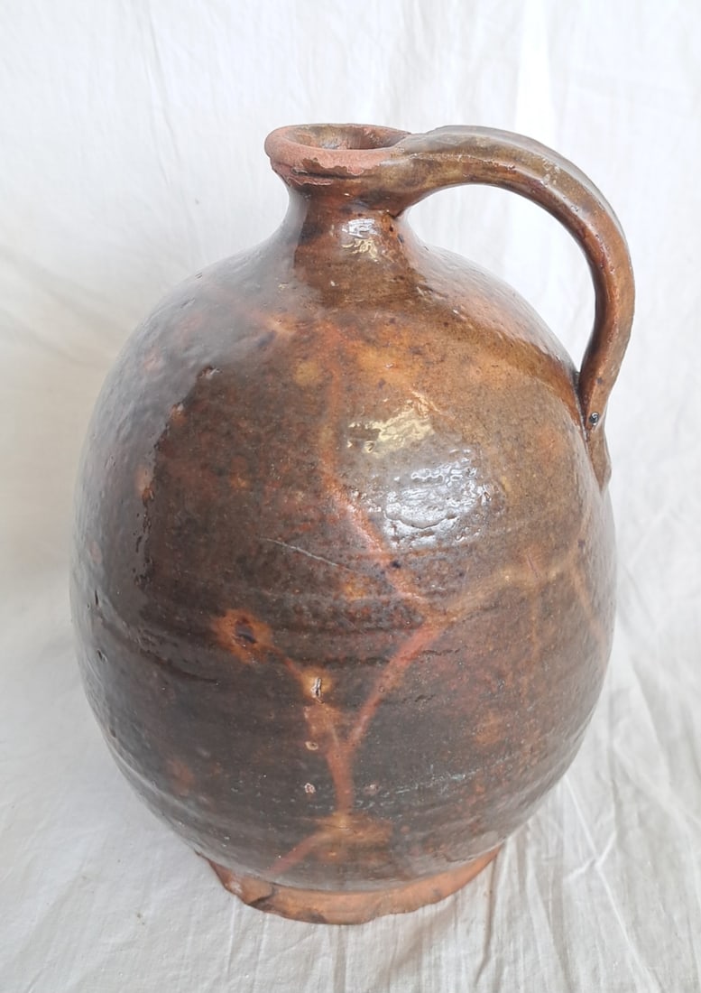 Early Melon Shaped Redware Jug from Maine (1 of 6)