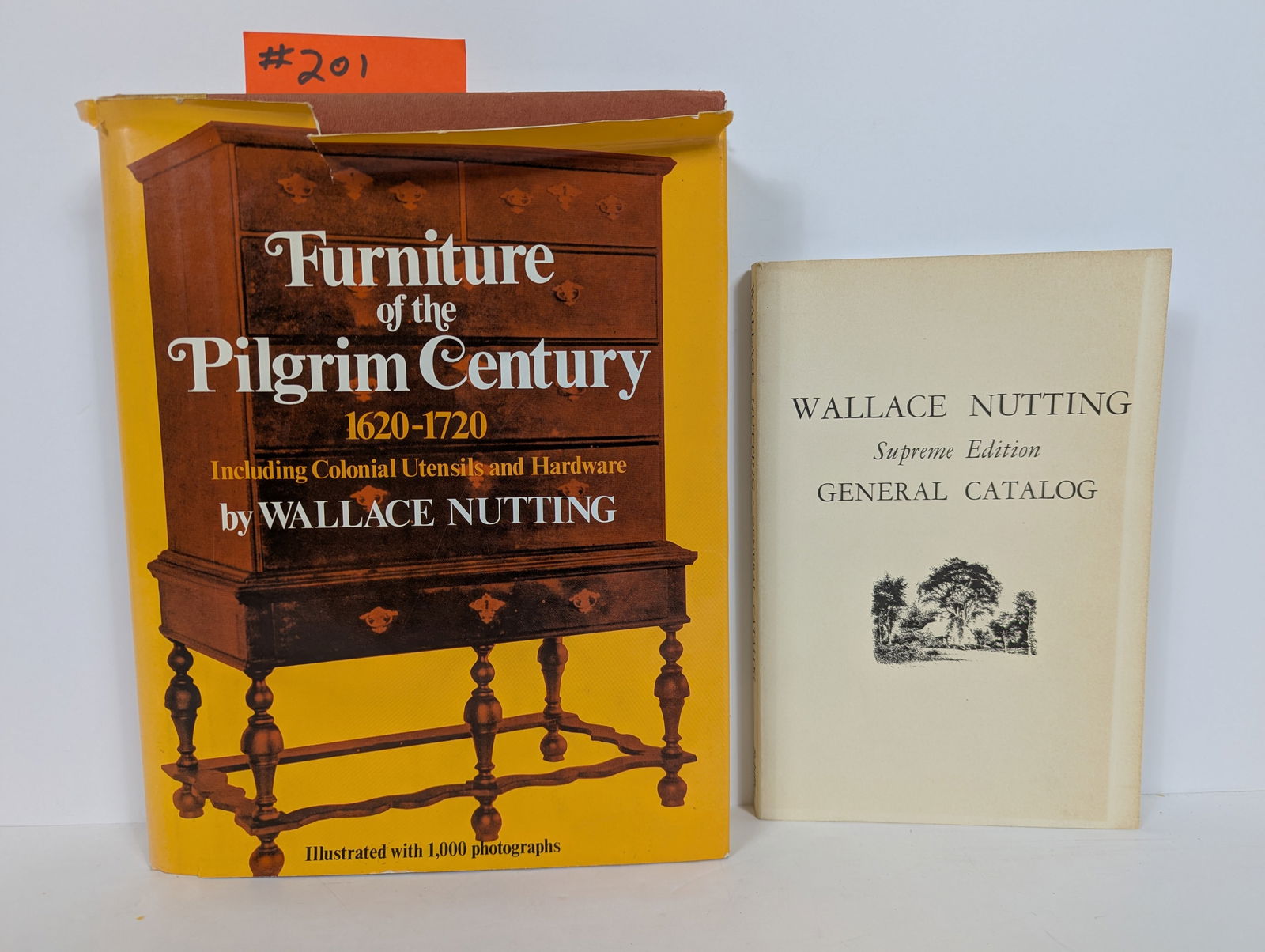 Lot of Two Books Related to Colonial Furniture by Wallace Nutting: 2 Books Furniture of the Pilgram Century 1620-1720 by Wallace Nutting (Some pages separating from binding) Wallace Nutting Supreme Edition- General Catalog 1984