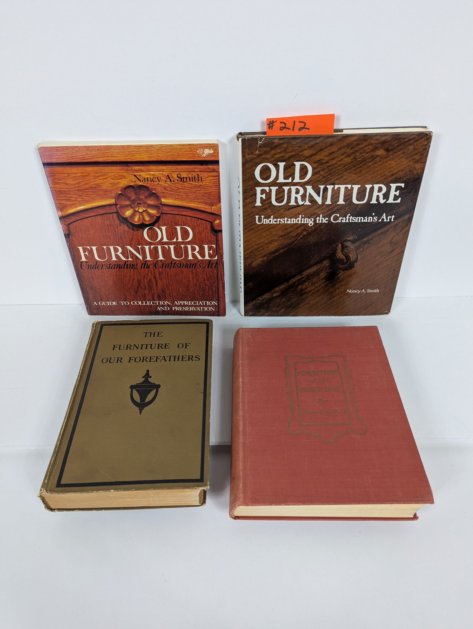 4 Books- Related to Old Furniture including Furniture of the Olden Time by Frances Clary Morse: 4 Books- Furniture of the Olden Time by Frances Clary Morse 1941 The Furniture of our Forefathers by Esther Singleton 1916 Old Furniture- Understanding the Craftsman’s Art (Paperback) by Nancy A. Sm