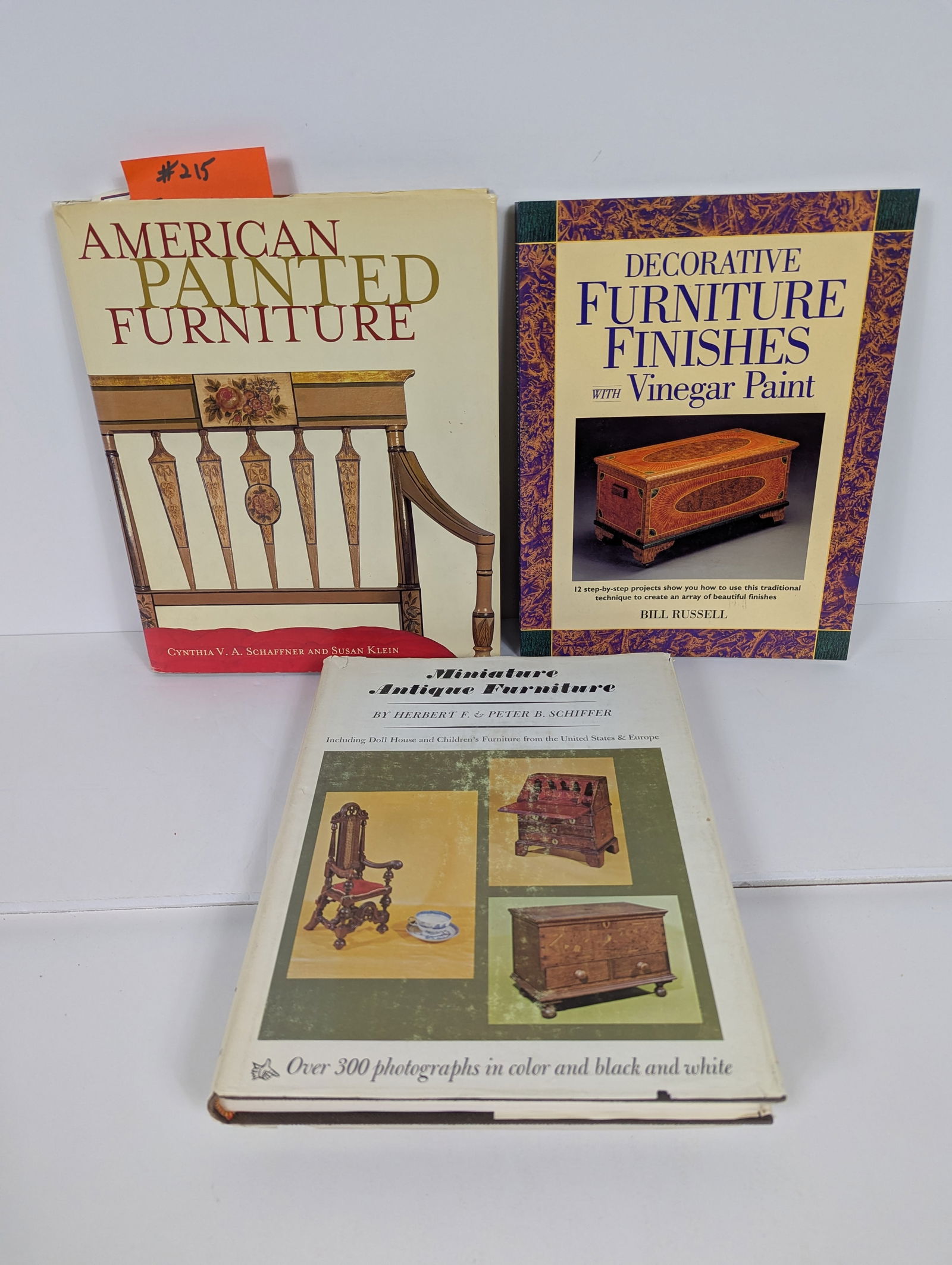 Lot of Three Books related to American Painted and Miniature Furniture: 3 Books- related to American painted and miniature Furniture including: American Painted Furniture by Cynthia V.A. Schaffner and Susan Klein 1997 Decorative Furniture Finishes with Vinegar Paint by Bi
