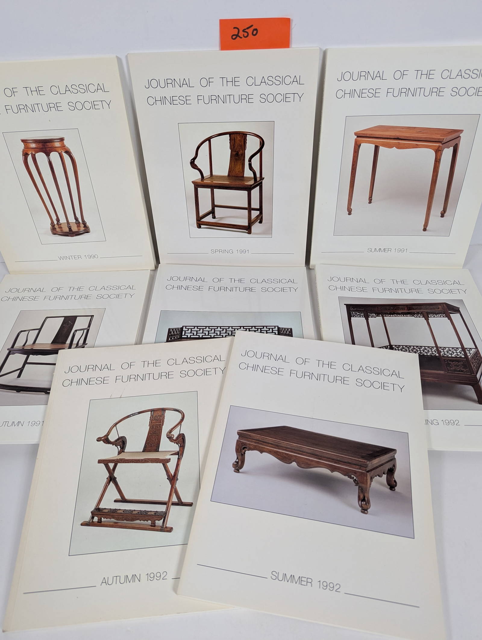 8 Books- 8 Volume Set- Journal of the Classical Chinese Furniture Society Winter 1990 though Autumn