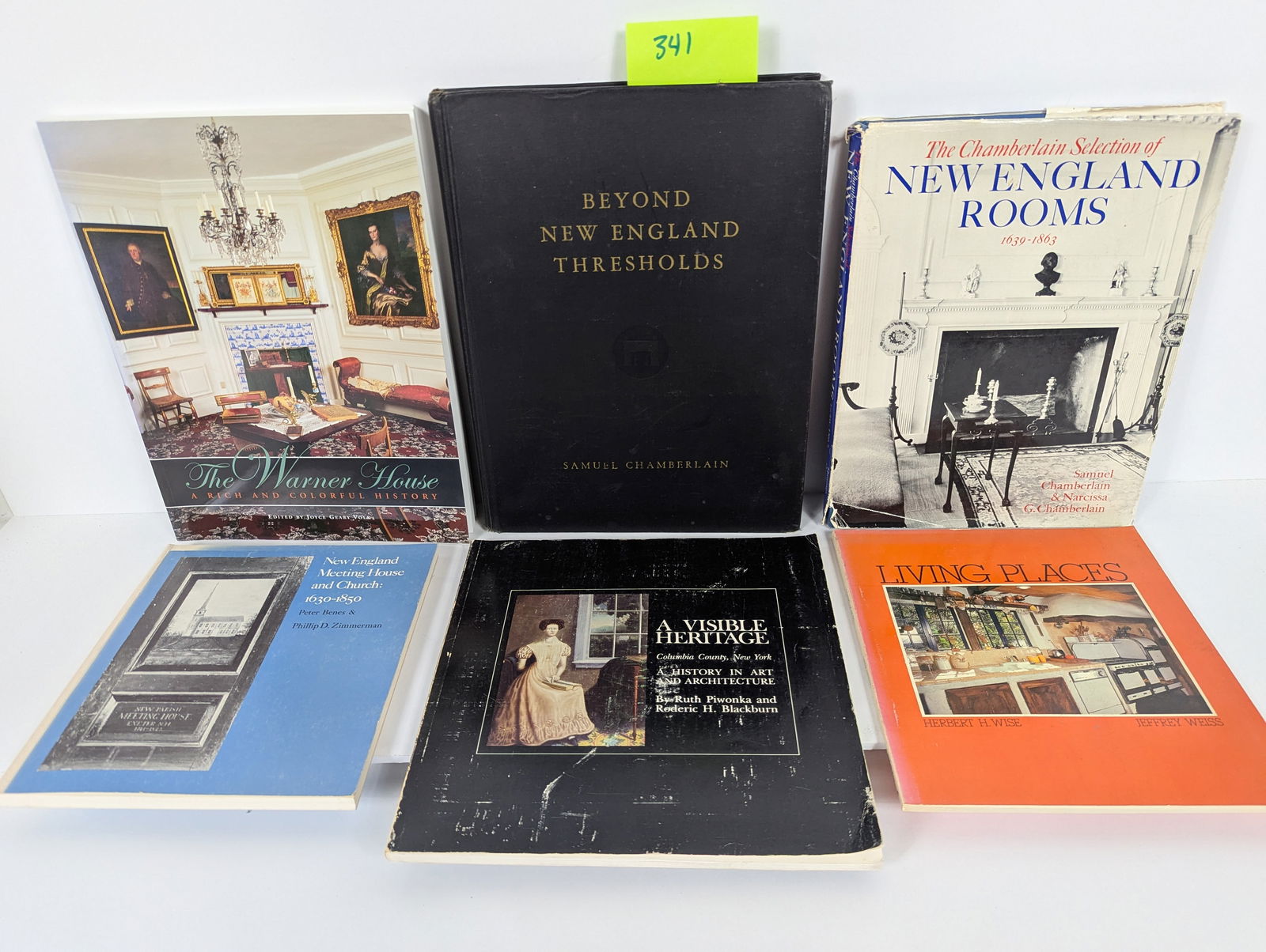 6 Books- Related to New England Houses and Architecture including Beyond New England Thresholds: 6 Books- Related to New England Houses and Architecture including Beyond New England Thresholds by Samuel Chamberlain New England Meeting House and Church 1630-1850 by Peter Benes and Phillip D. Zimme