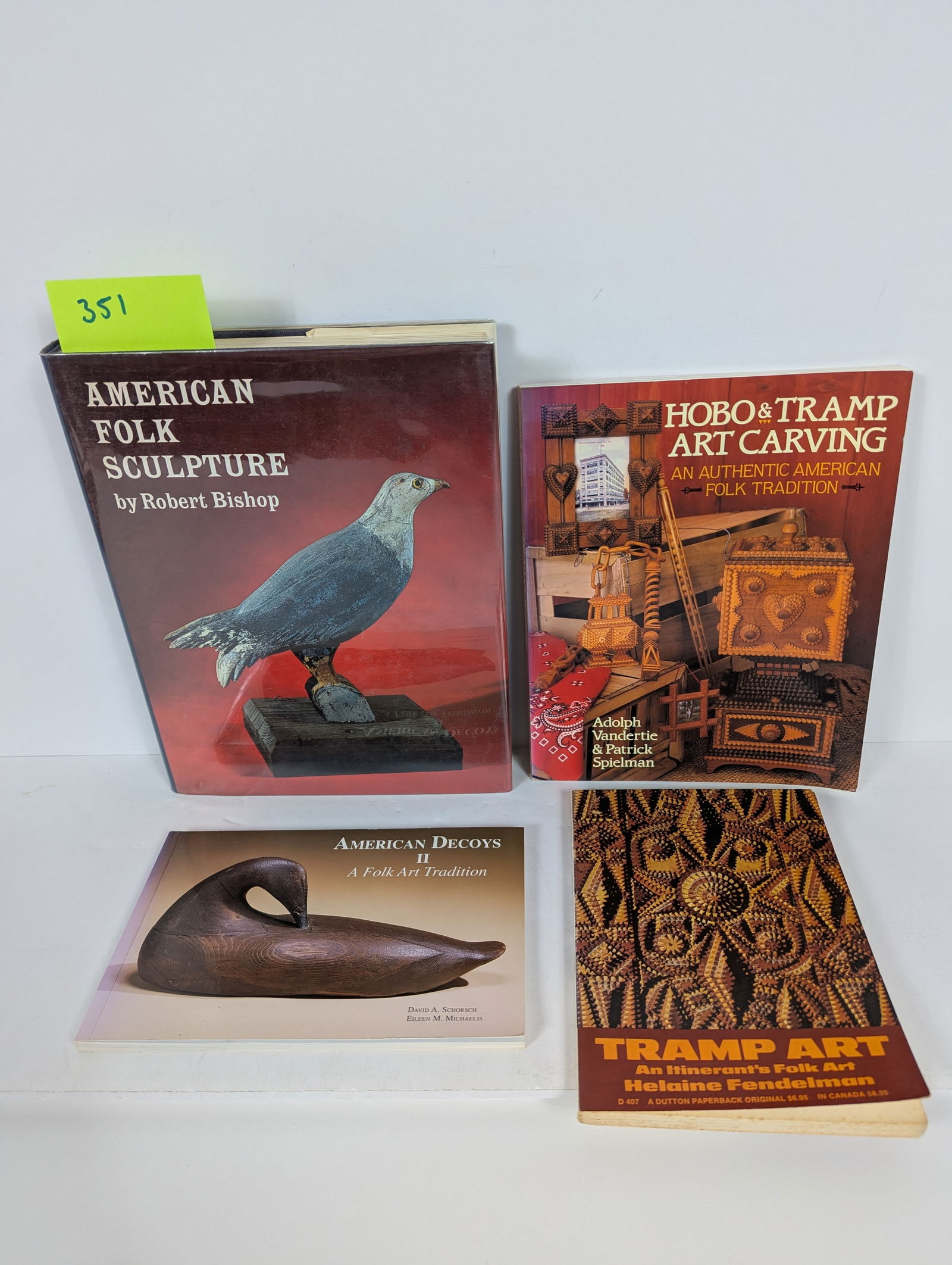 4 Books- Related to Art Carving and Sculpture including American Folk Sculpture: 4 Books- Related to Art Carving and Sculpture including American Folk Sculpture by Robert Bishop American Decoys II A folk Art Tradition by David A. Schorsch and Eileen M. Michaelis1998 Tramp art –