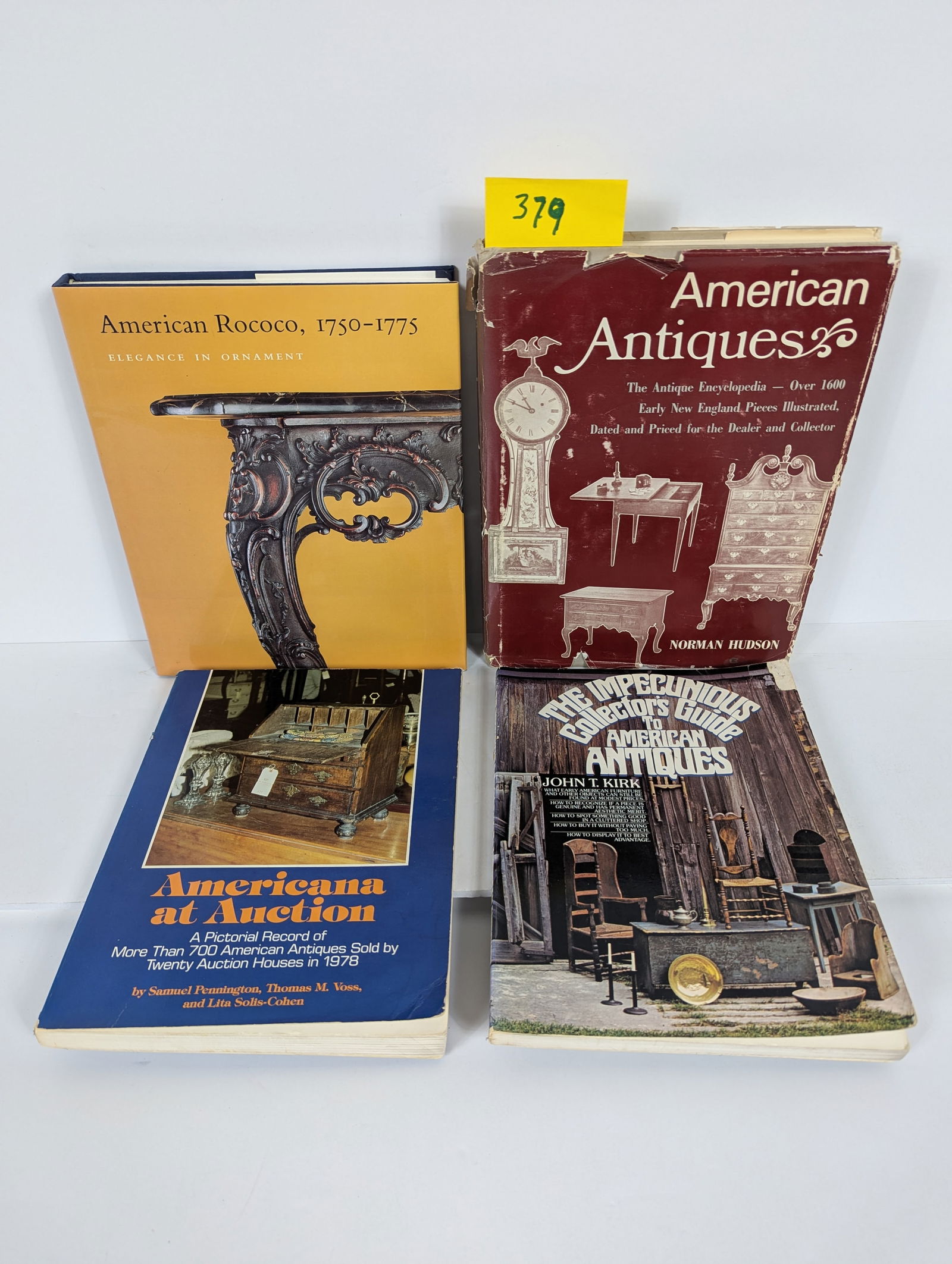 4 Books- Related to American Antiques including American Antiques – The Antique Encyclopedia: 4 Books- Related to American Antiques including American Antiques – The Antique Encyclopedia by Norman Hudson Americana at Auction by Samuel Pennington, Thomas M. Voss and Lita Solis-Cohen 1979 The