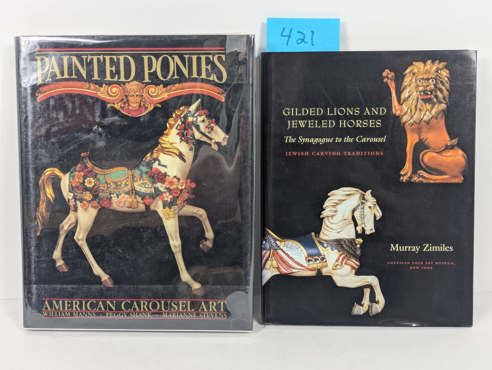 2 Books- Related to Horses and Lions including Painted Ponies – American Carousel Art (1 of 20)