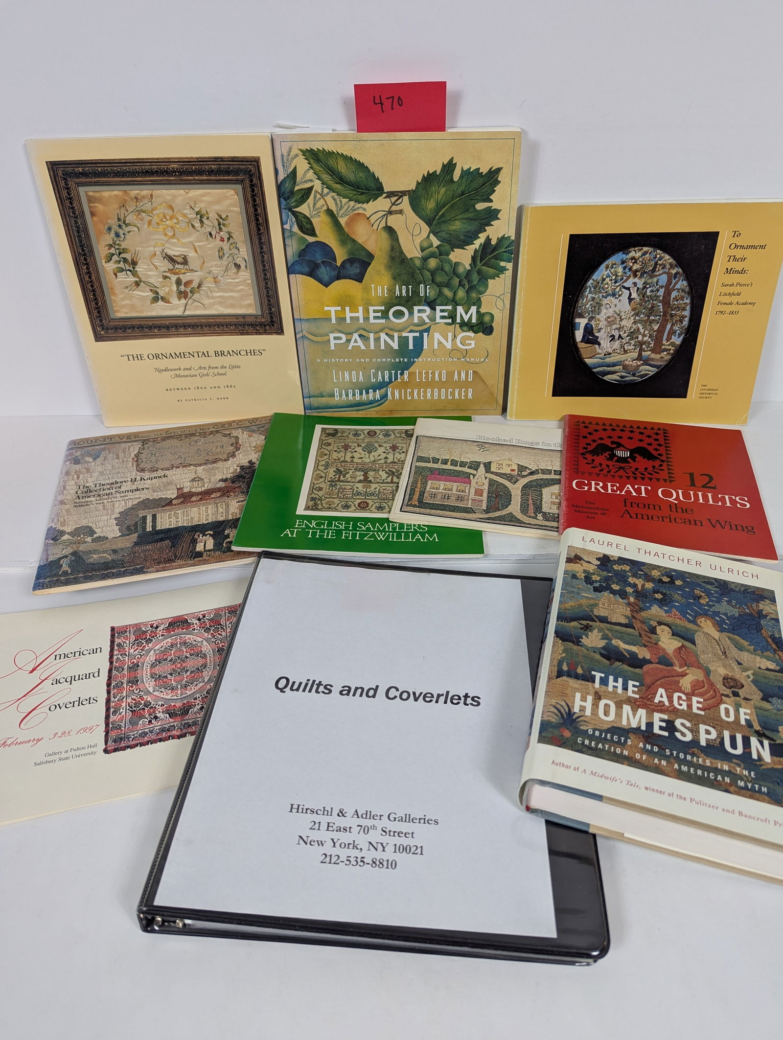 10 Books and Catalogs- Related to Textiles: 10 Books and Catalogs- Related to Textiles American Jacquard Coverlets – Gallery at Fulton Hall 1997 The Age of Homespun by Laurel Thatcher Ulrich 2001 Hooked Rugs in the Folk Art Tradition – muse