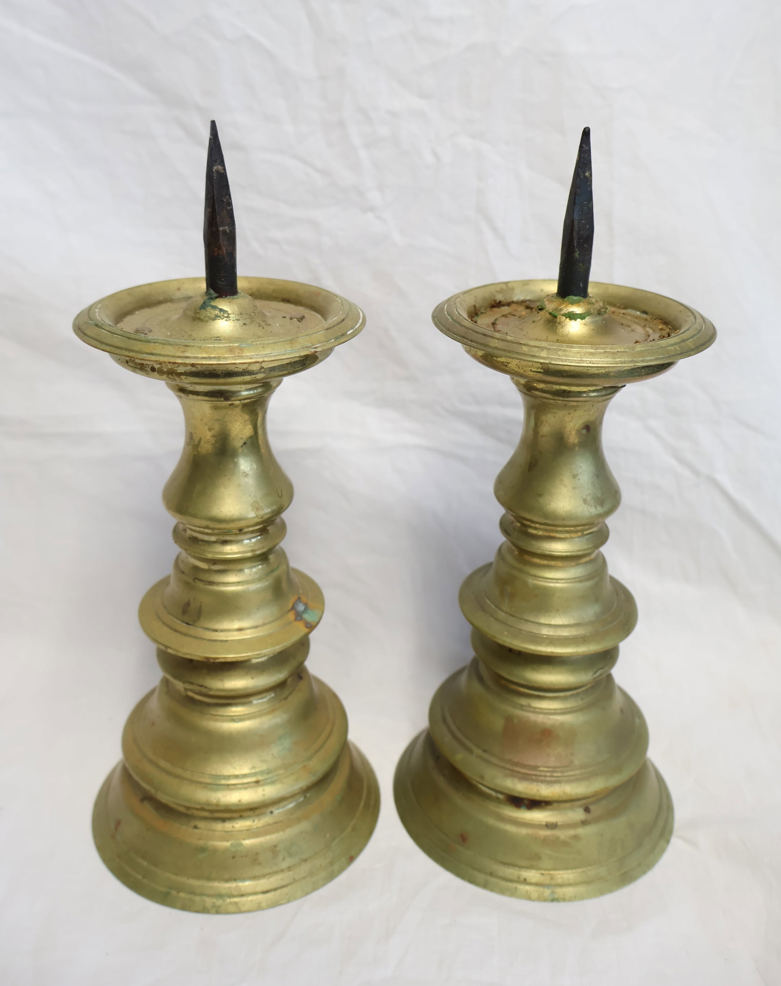Pair of Early Brass Pricket Candlesticks (1 of 6)