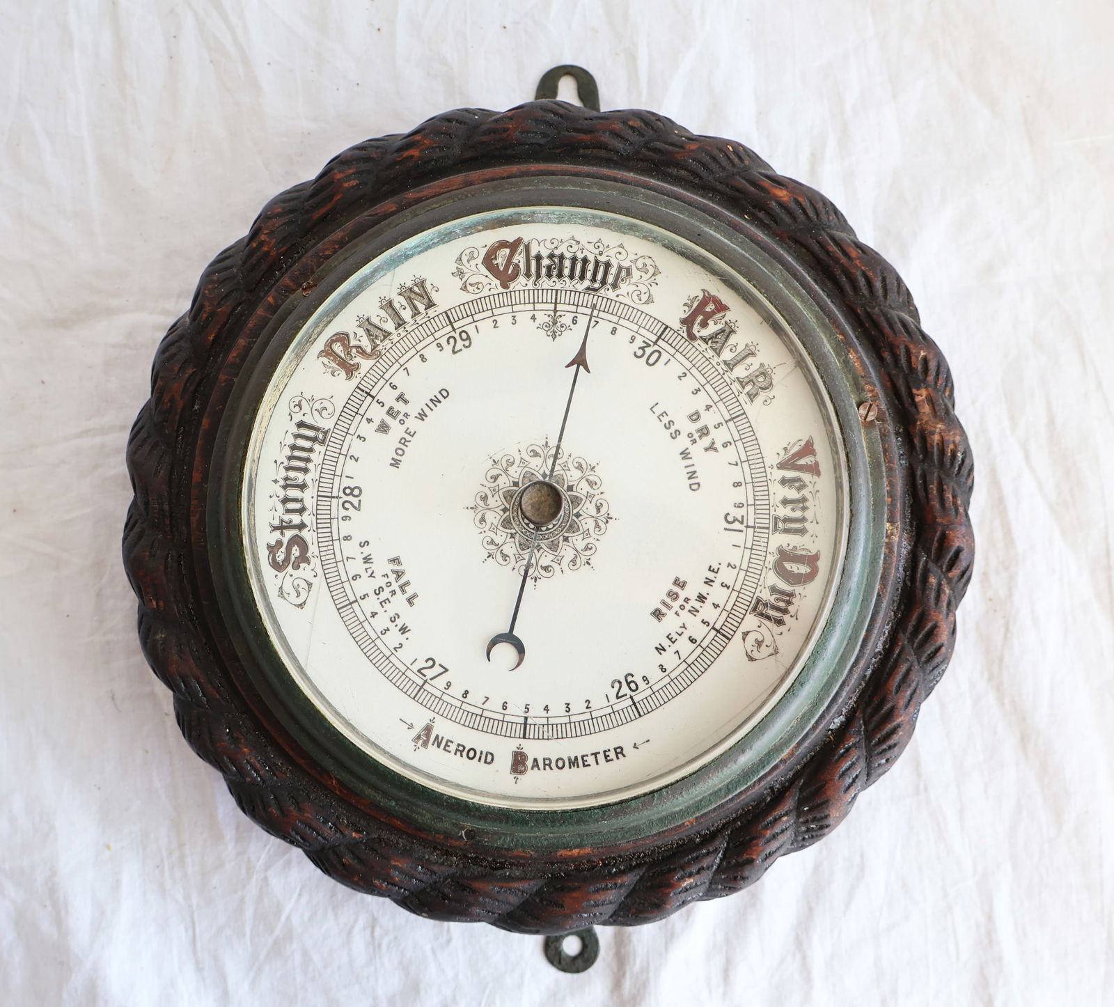 Aneroid Barometer with Carved Frame by N. Ely: 9 1/2" x 9 1/2" x 3" Gurley Auction Company provides In House Packing and Shipping and strive to keep costs as reasonable as possible. Please take the time to research the cost of shipping