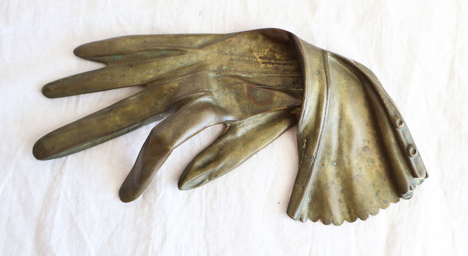 Bronze Sculpture of Ladie's Glove: 8" x 4" 3/4" Gurley Auction Company provides In House Packing and Shipping and strive to keep costs as reasonable as possible. Please take the time to research the cost of shipping for the