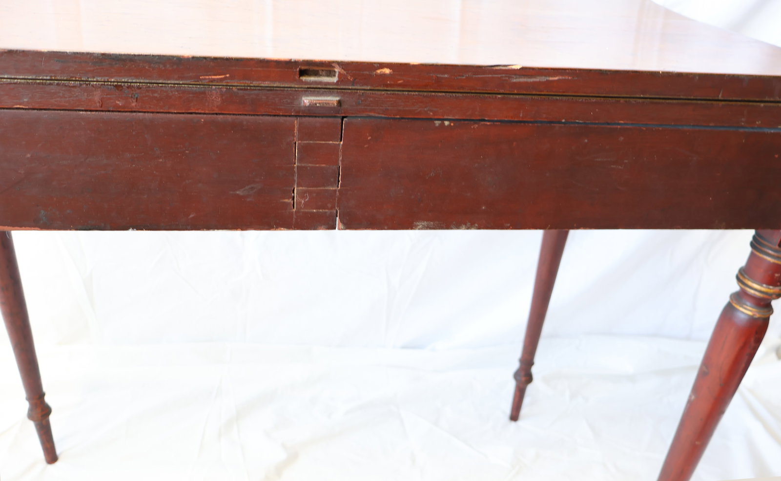 Pair of Paint Decorated Sheraton Card Tables with Bird's Eye Maple Tops - 9