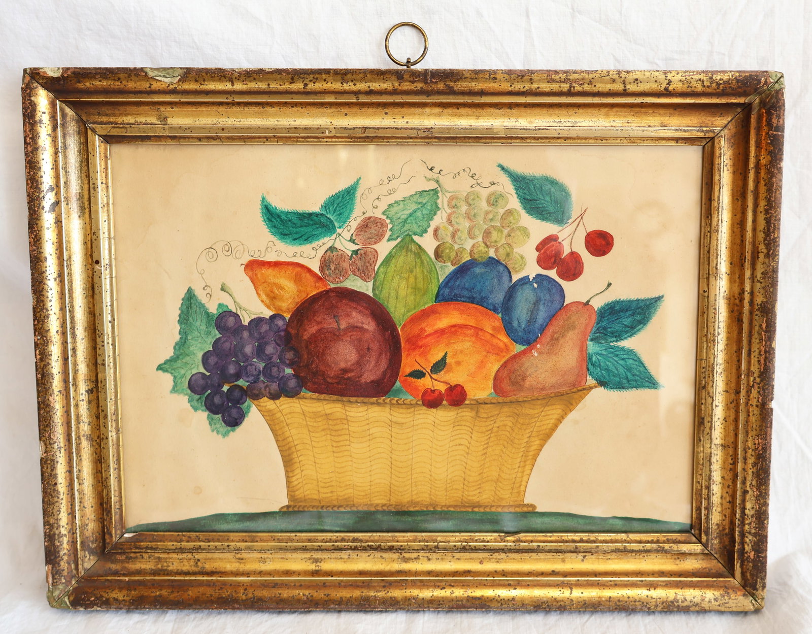 Early Water Color Thoerem on Paper in Lemon Gold Frame: Frame: 15 1/2" x 11 1/2" Sight: 12 1/4" x 8 1/2" Gurley Auction Company provides In House Packing and Shipping and strive to keep costs as reasonable as possible. Please take the time to research the