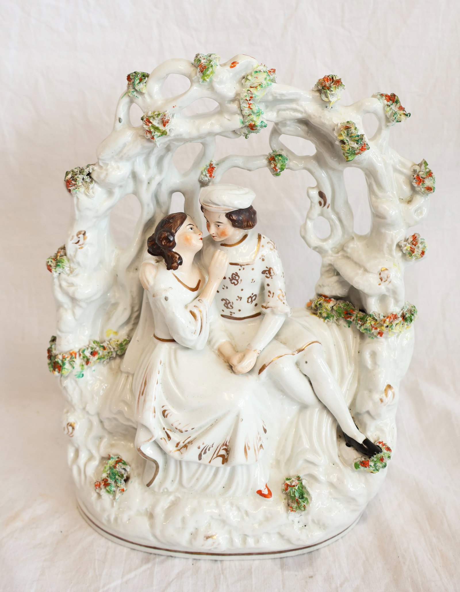 Staffordshire Figure Depicting Two Lovers: 9" x 8" x 4" Gurley Auction Company provides In House Packing and Shipping and strive to keep costs as reasonable as possible. Please take the time to research the cost of shipping for the items that