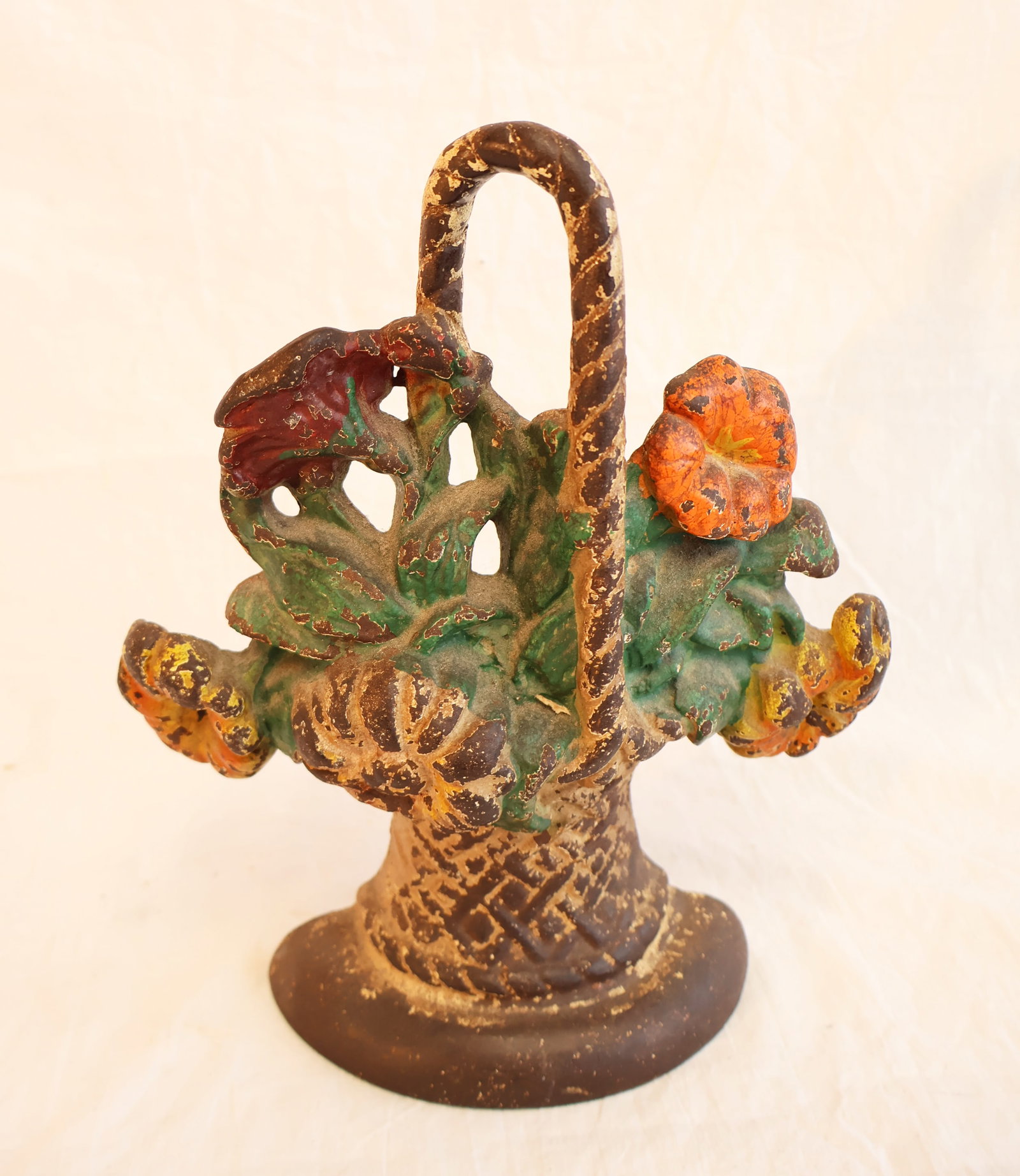 Cast Iron Flower Basket Doorstop: 9 1/4" x 8" x 2 1/2" Gurley Auction Company provides In House Packing and Shipping and strive to keep costs as reasonable as possible. Please take the time to research the cost of shipping for the ite