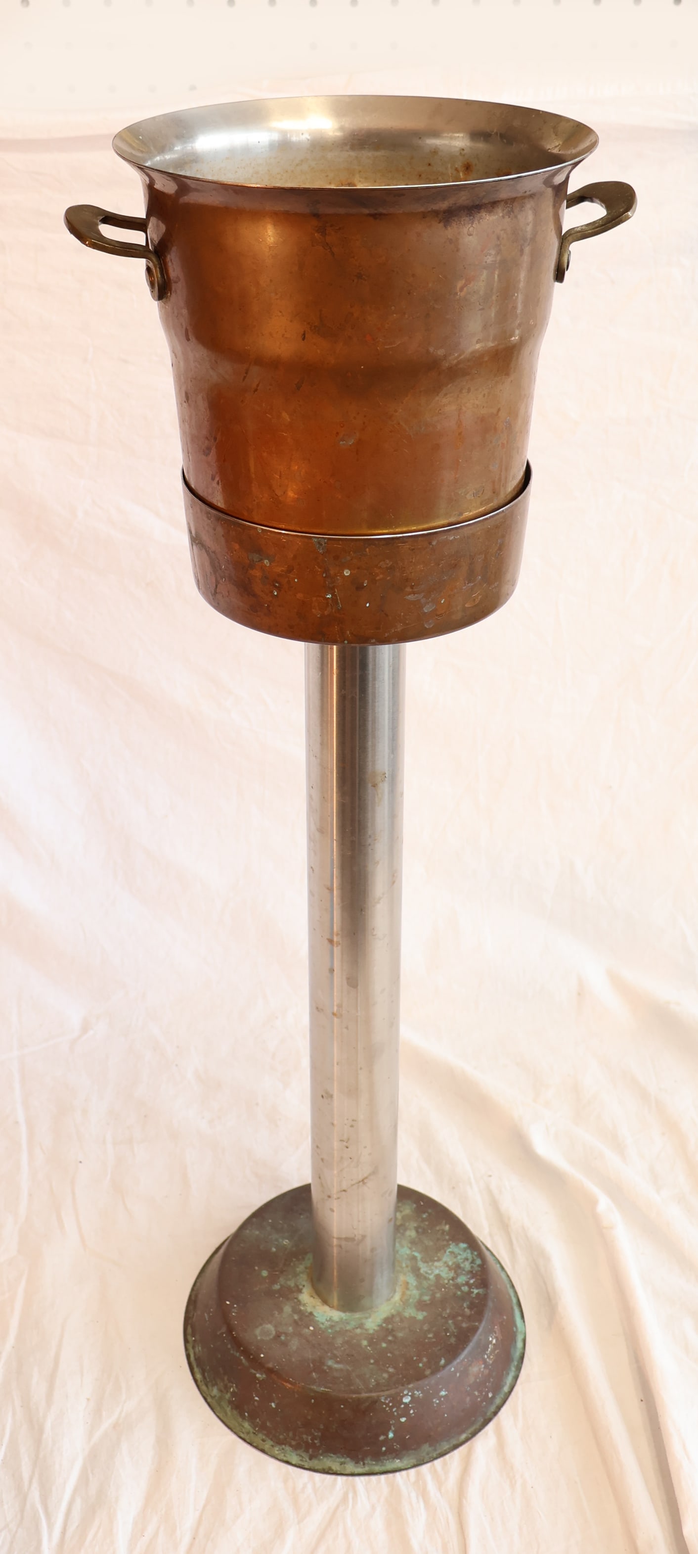 Two Piece Copper and Chrome Ice Bucket on Stand (1 of 6)