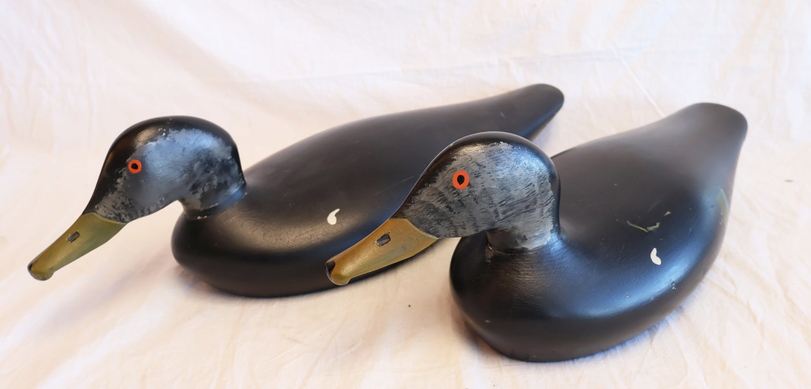 Lot of Two Signed J.H. Whitney Wooden Duck Decoys from Falmouth, Maine: Approximately: 19" x 7" x 7" each Signed: J.H. Whitney Gurley Auction Company provides In House Packing and Shipping and strive to keep costs as reasonable as possible. Please take the time to researc