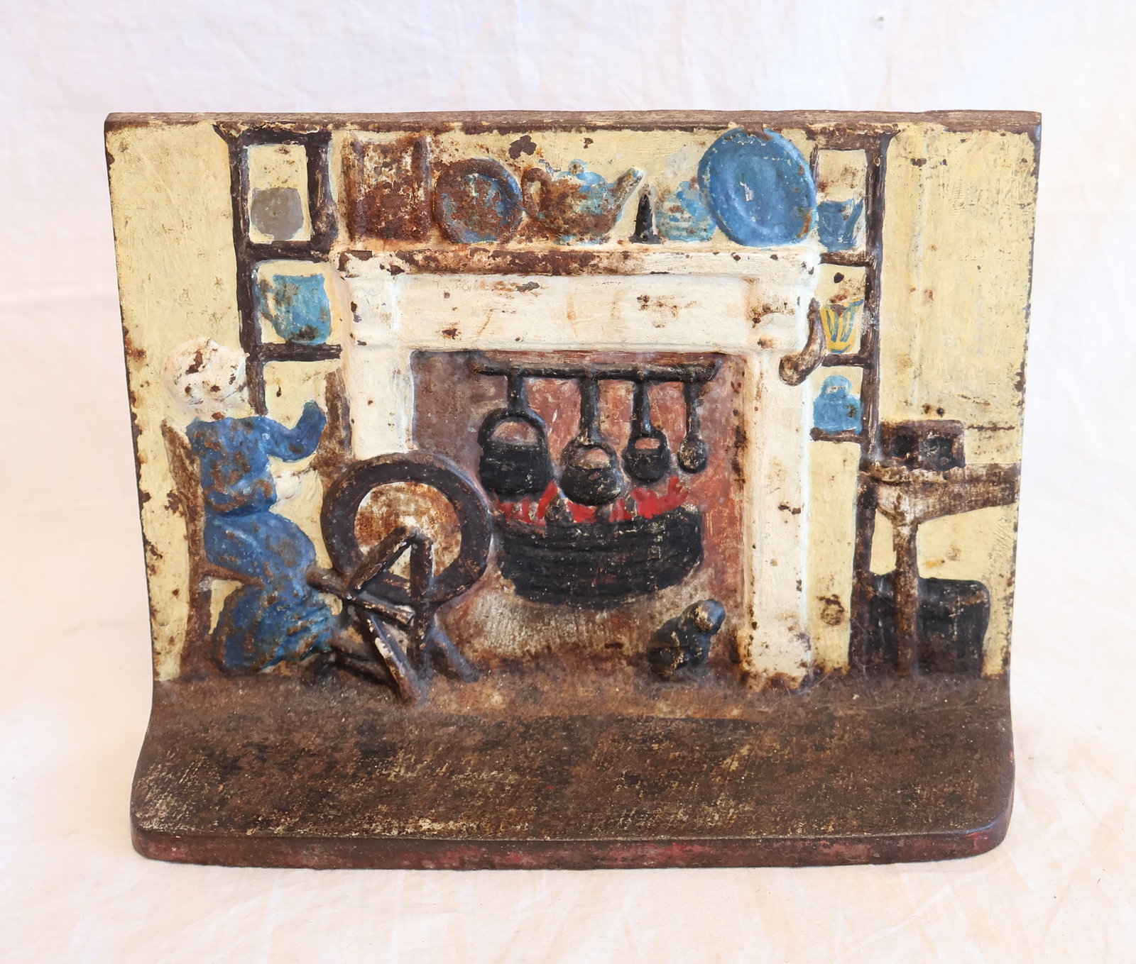 Cast Iron Doorstop Depicting a Fireplace Scene: 6" x 8" x 2 1/2" Gurley Auction Company provides In House Packing and Shipping and strive to keep costs as reasonable as possible. Please take the time to research the cost of shipping for the items t