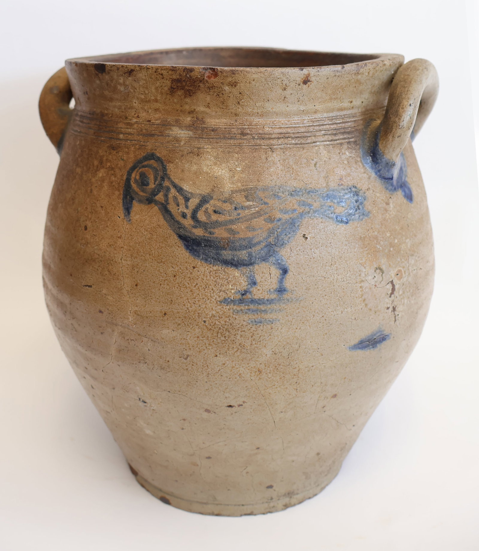 Early Stoneware Crock with Bird Decoration: 12 1/2" x 12" Gurley Auction Company provides IN HOUSE PACKING AND SHIPPING and we strive to keep costs as reasonable as possible. Please take the time to research the cost of shipping for the items t