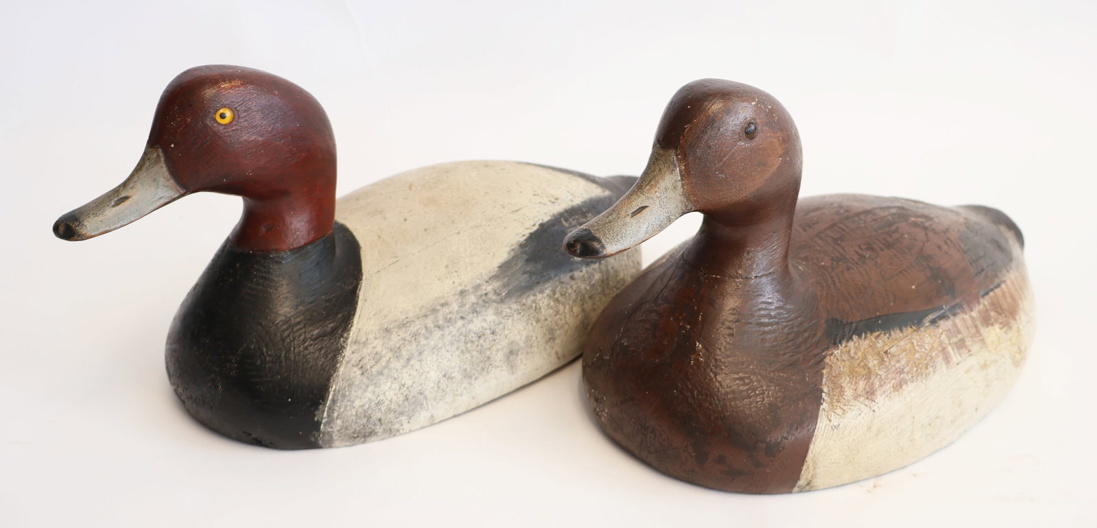 Pair of Wooden Duck Decoys Attributed to I. Miller from Monroe, MI (1 of 10)