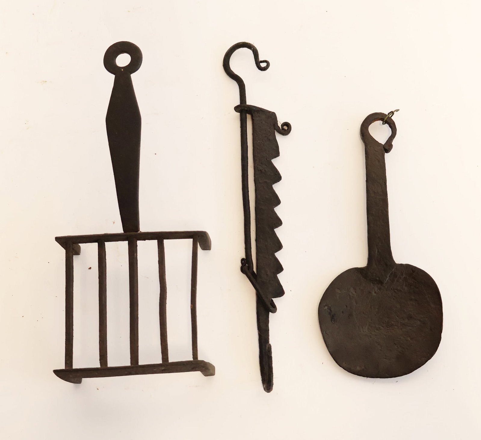 Lot of Three Miniature Wrought Iron Fireplace Tools (1 of 3)