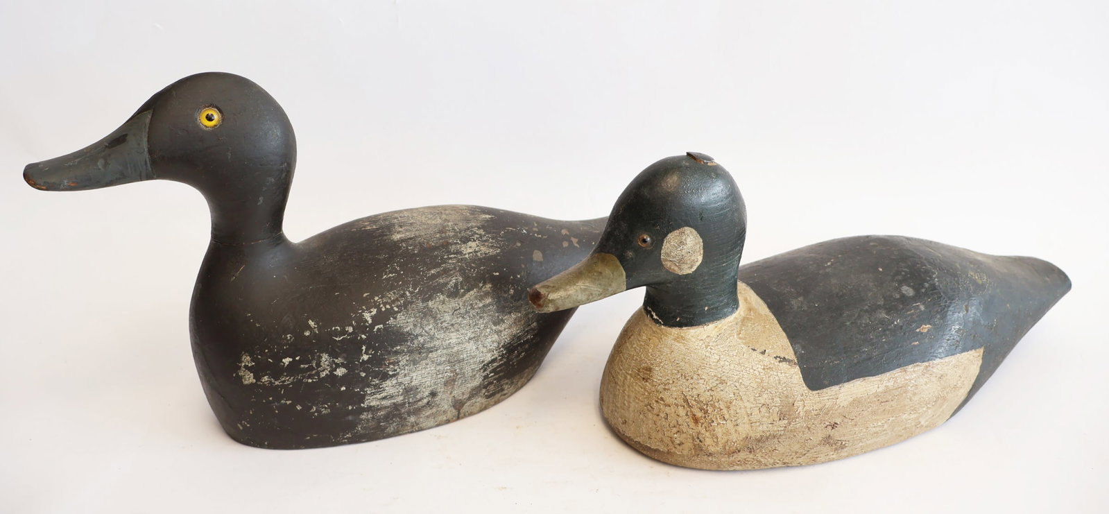 Lot of Two Wooden Duck Decoys with Glass Eyes (1 of 9)