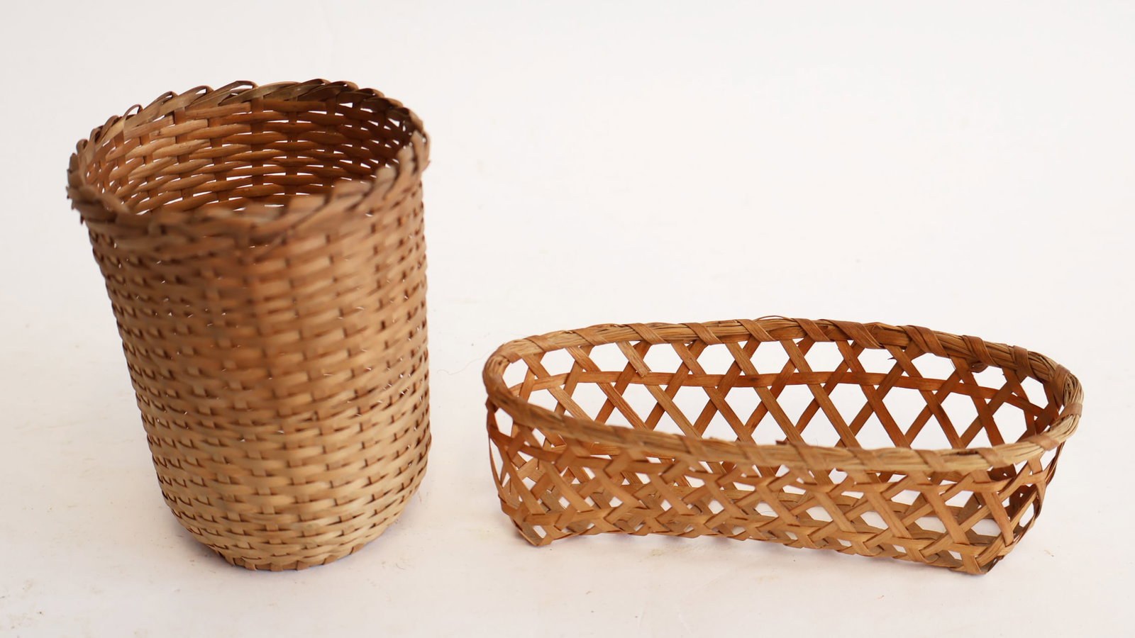 Lot of Two Miniature Baskets: 1 1/2" x 4 3/4" x 2" 3 1/2" x 2 1/2" Gurley Auction Company provides IN HOUSE PACKING AND SHIPPING and we strive to keep costs as reasonable as possible. Please take the time to research the cost of s
