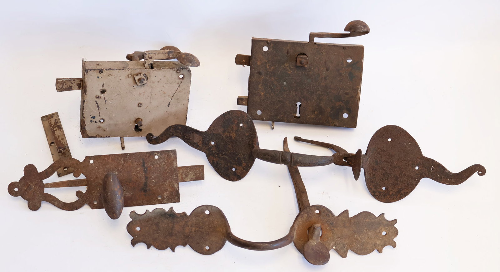 Lot of Early Door Locks and Wrought Iron Hardware (1 of 5)
