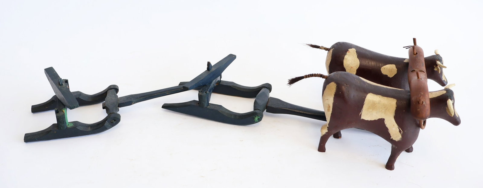 Carved Wooden Oxen with Sledge: Approximately 20 1 /2" x 6" tall Gurley Auction Company provides IN HOUSE PACKING AND SHIPPING and we strive to keep costs as reasonable as possible. Please take the time to research the cost of shipp