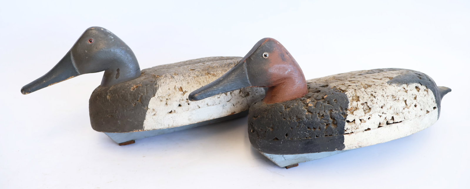 Lot of Two Carved Cork Duck Decoys with Glass Eyes (1 of 10)