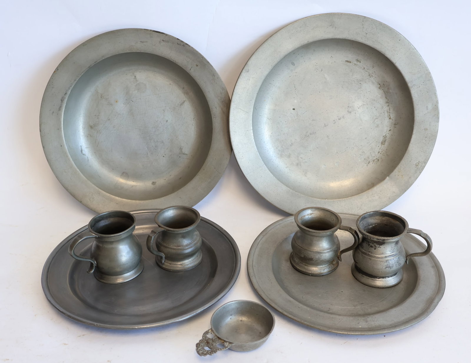 Lot of Nine Pieces of Pewter: Plates: 7 3/4" to 9 1/2" Gurley Auction Company provides IN HOUSE PACKING AND SHIPPING and we strive to keep costs as reasonable as possible. Please take the time to research the cost of shipping for 