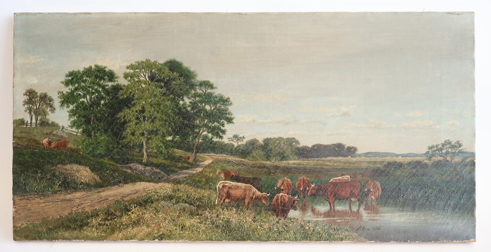 Oil on Canvas of Cows- Signed N. Rudd 1886 (1 of 9)