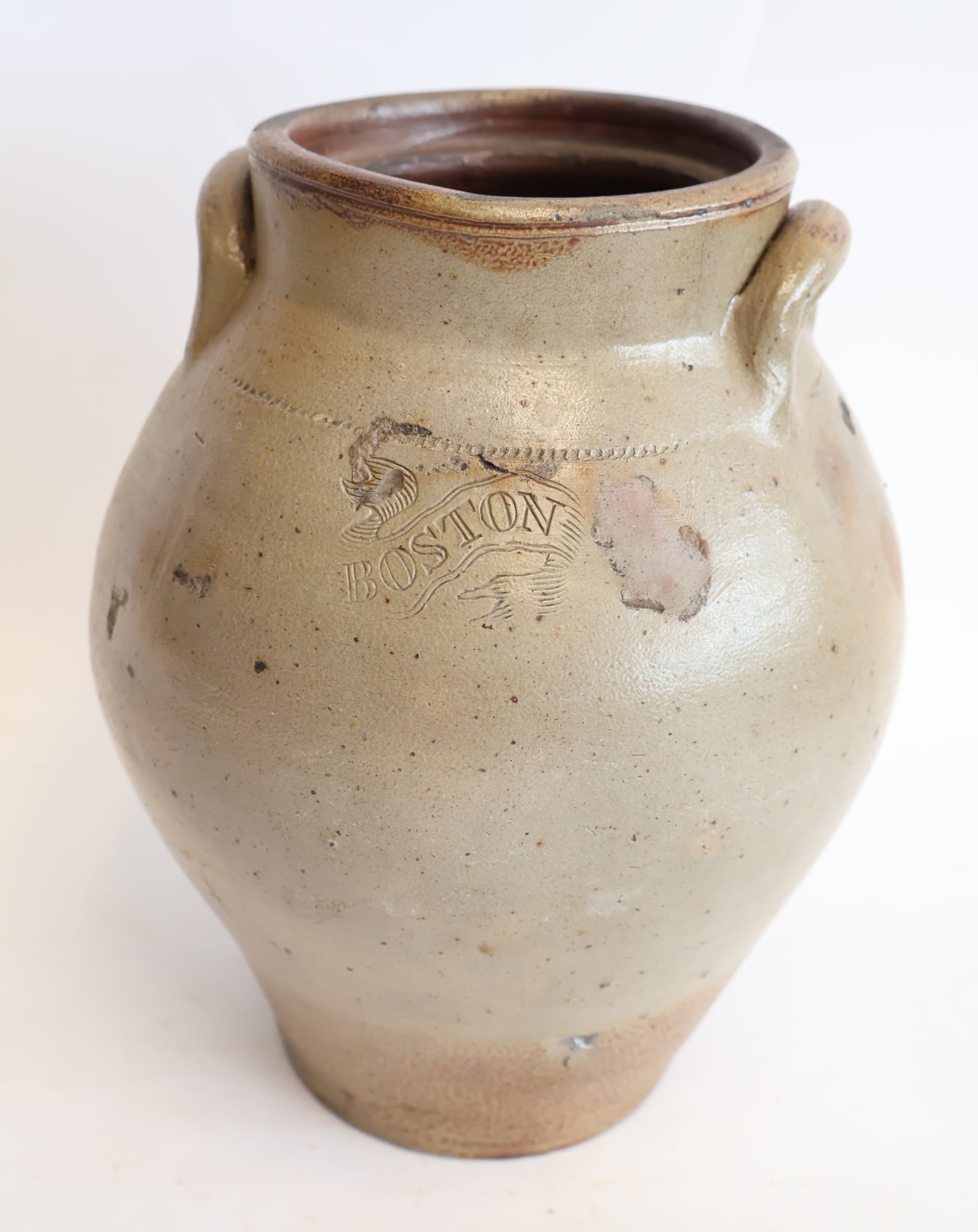 Stoneware Jug from Boston with Incised Swag Decoration (1 of 7)