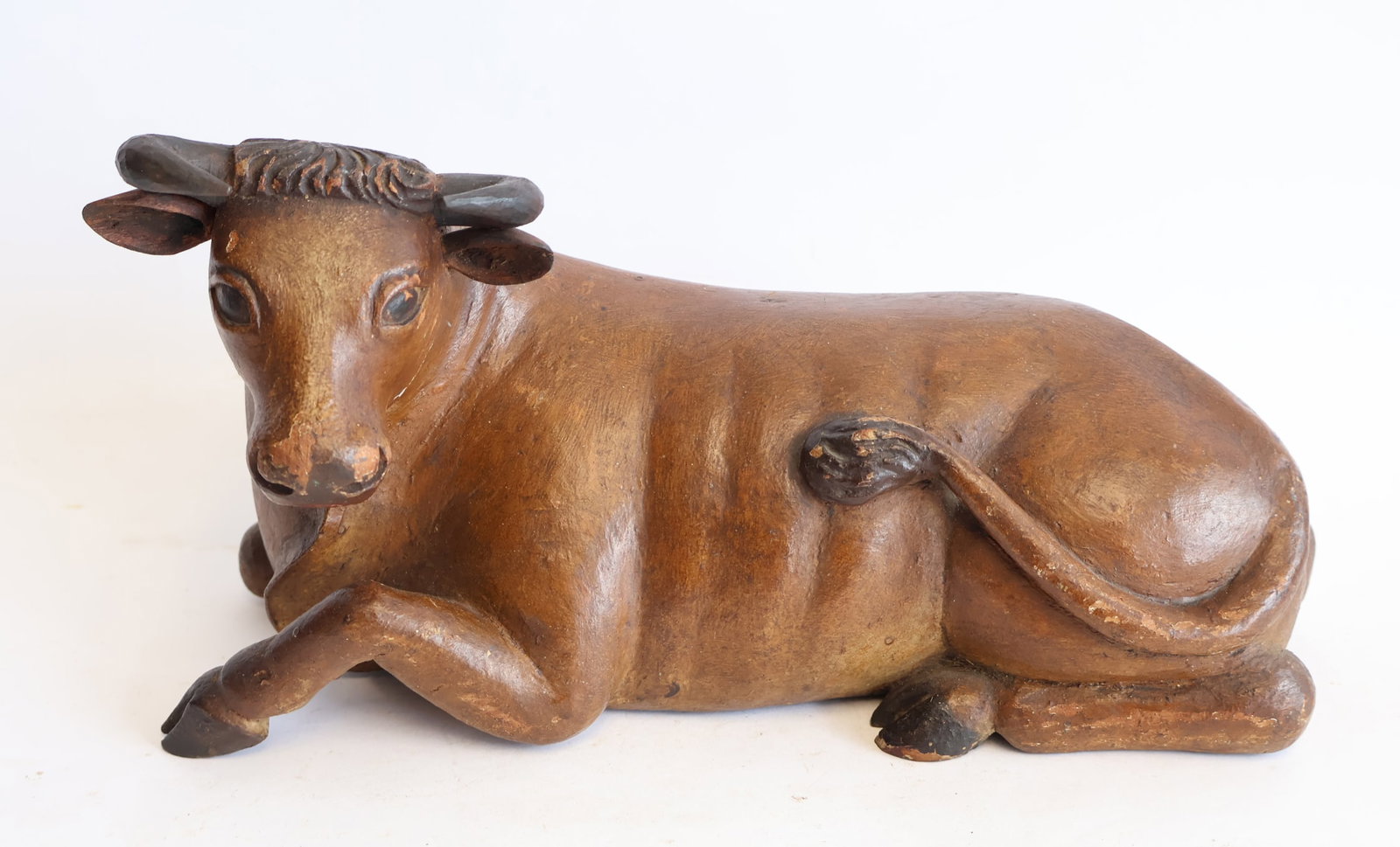 Carved Wooden Cow Figure (1 of 5)