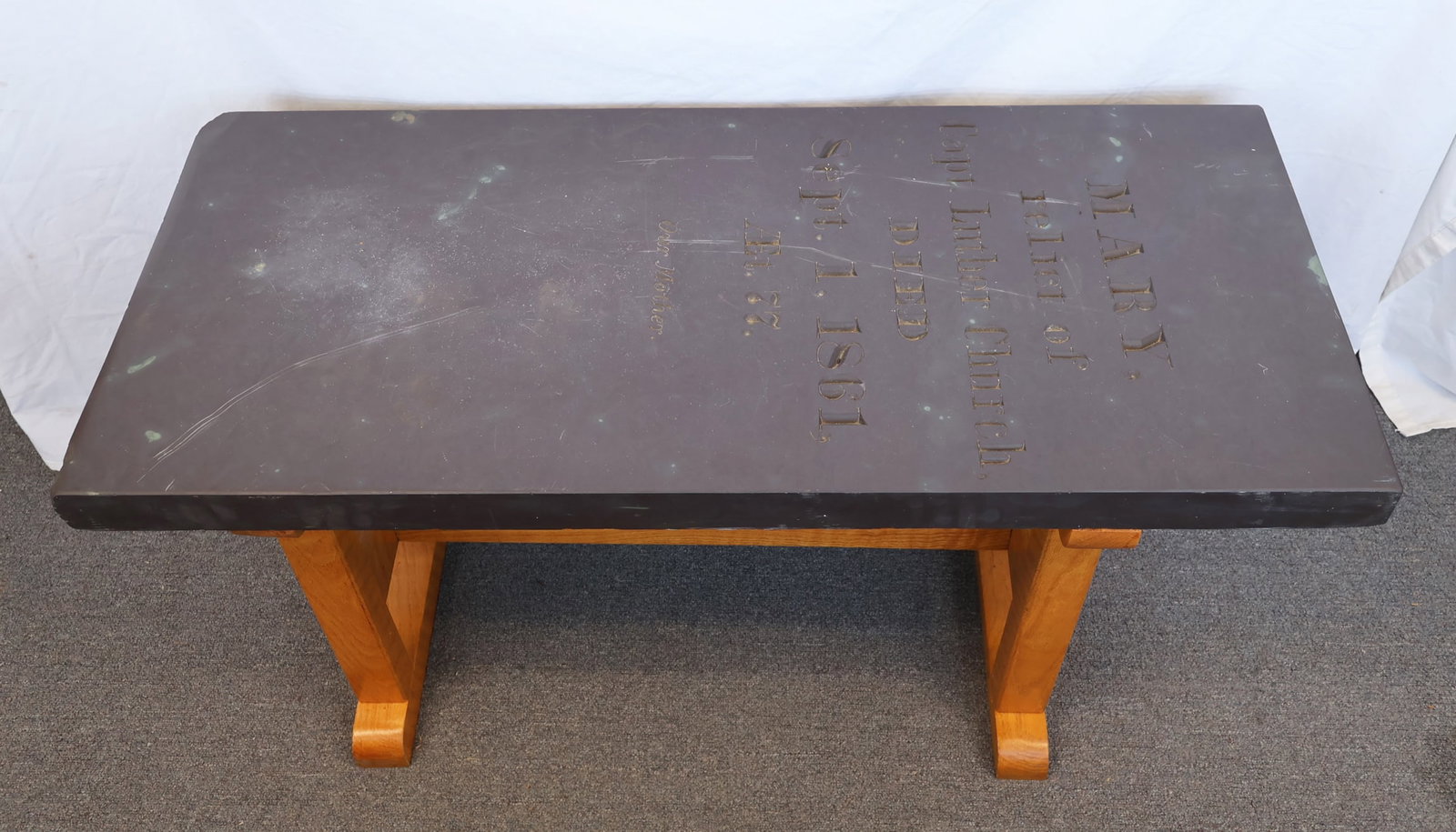 Early Never used 1861 Tombstone made into a Coffee Table (1 of 3)