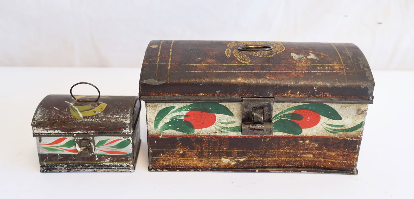 Lot of Two Painted Toleware Boxes (1 of 7)