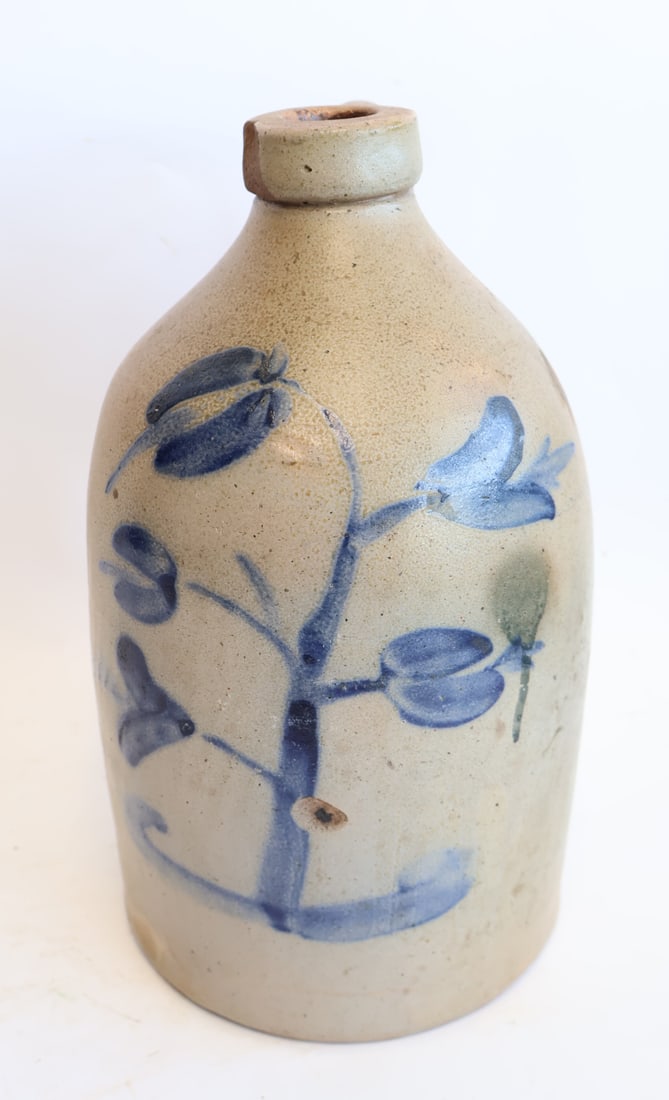 Stoneware Jug with Blue Flower Decoration (1 of 5)
