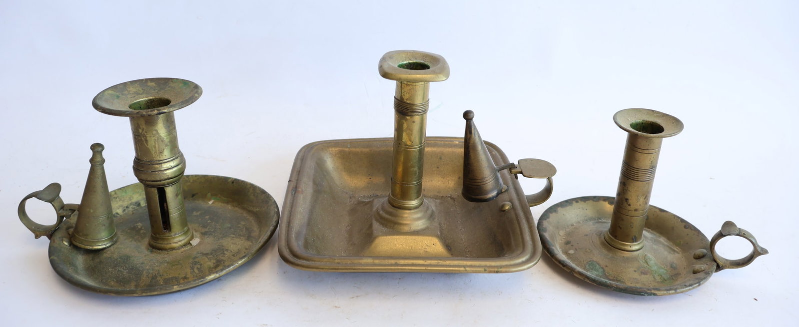 Lot of Three Brass Candlesticks (1 of 3)