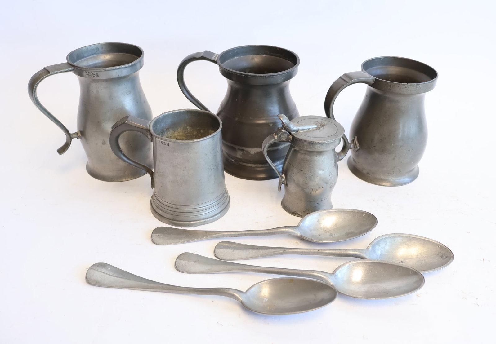 Lot of Five Pewter Measures (1 of 12)