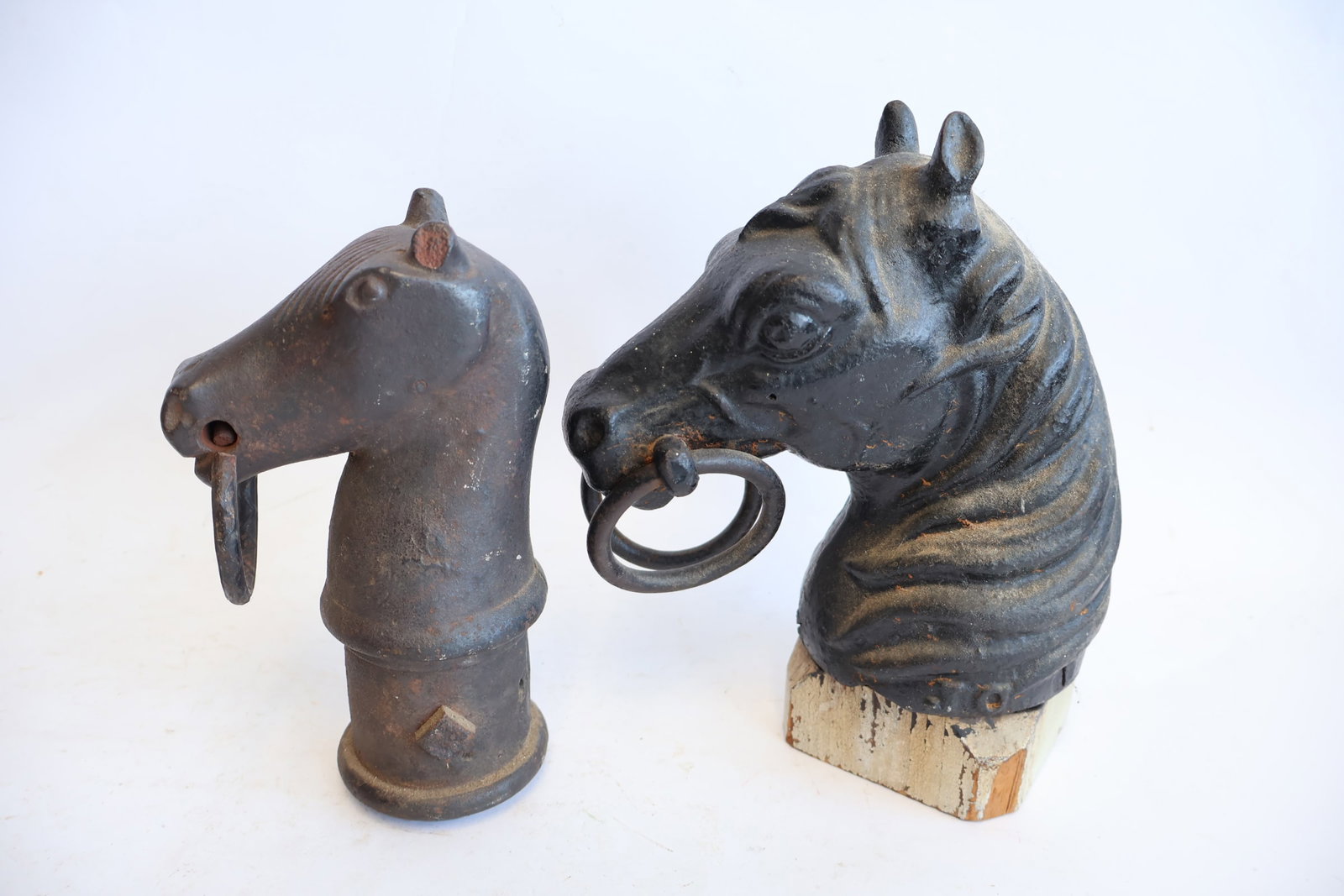 Lot of Two Cast Iron Horse Head Hitching Posts (1 of 5)