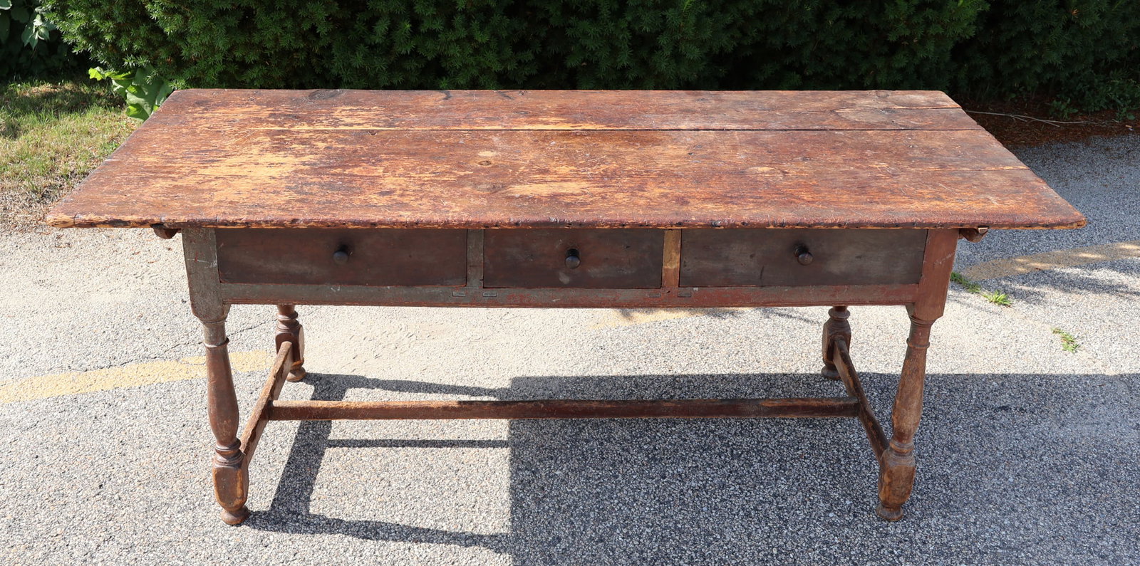 Early Stretcher Base Table with Drawers (1 of 15)