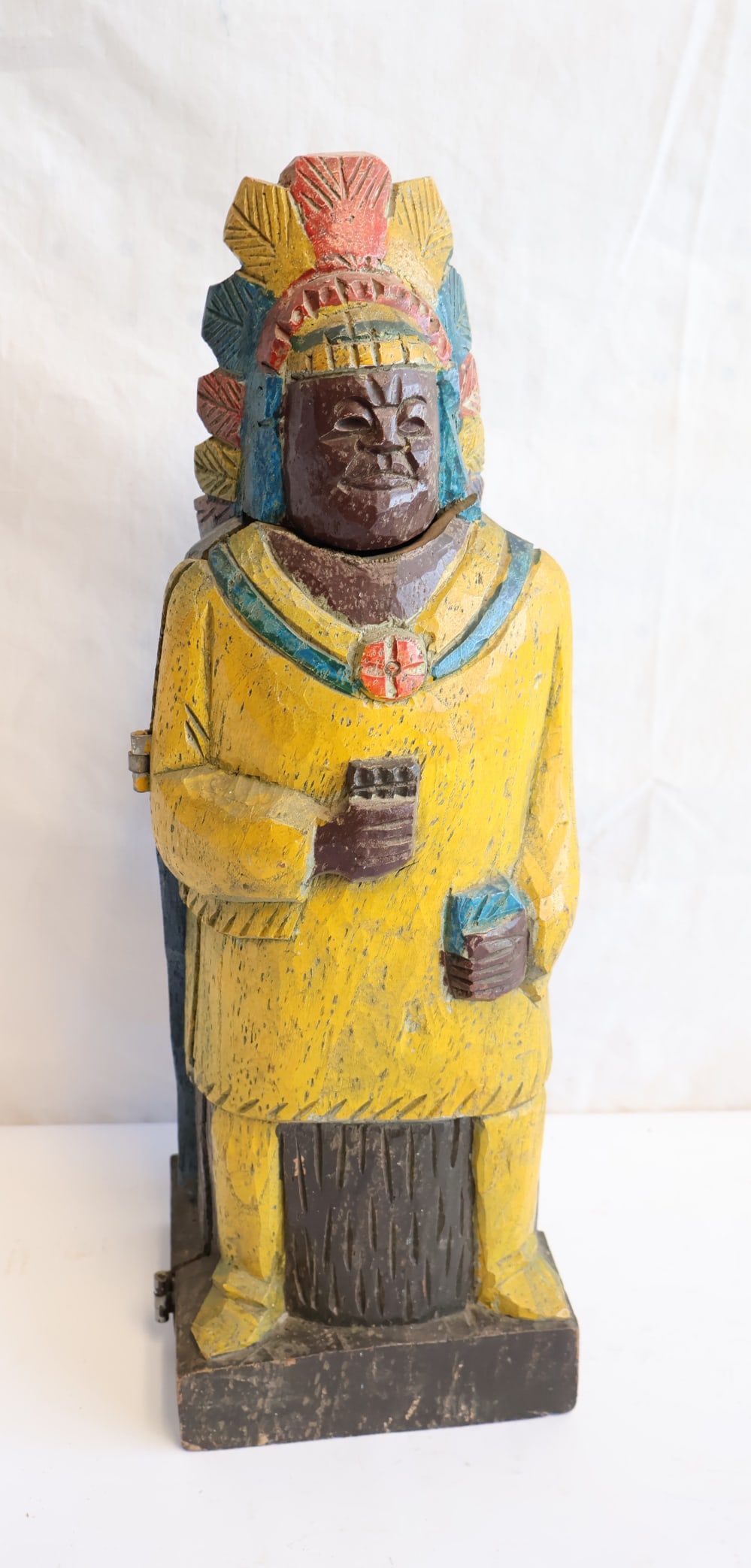 Carved Wooden Box Depicting a Native American: Gurley Auction Company provides IN HOUSE PACKING AND SHIPPING and we strive to keep costs as reasonable as possible. Please take the time to research the cost of shipping for the items that you are in