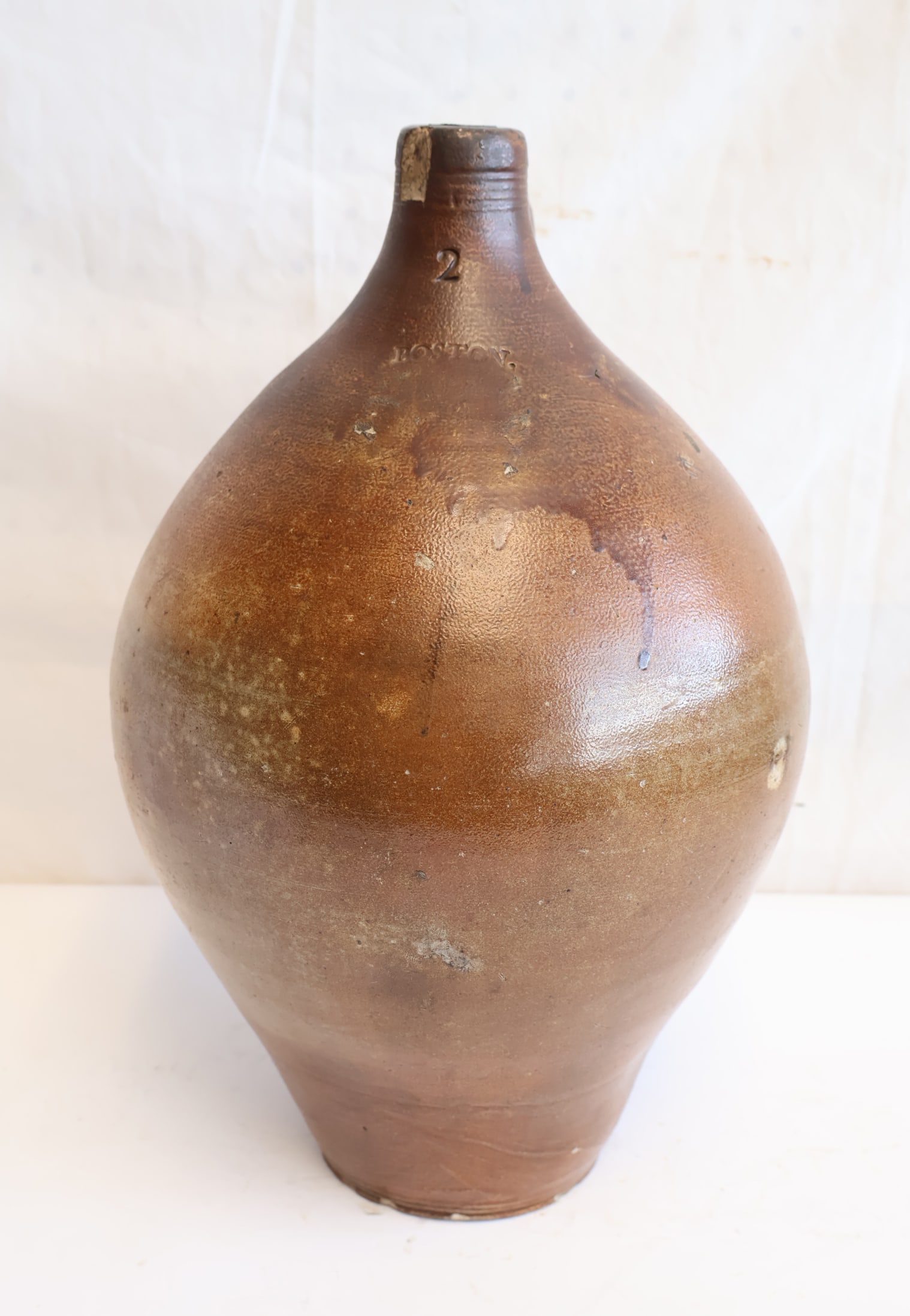 Two-Gallon Stoneware Jug Stamped Boston (1 of 6)