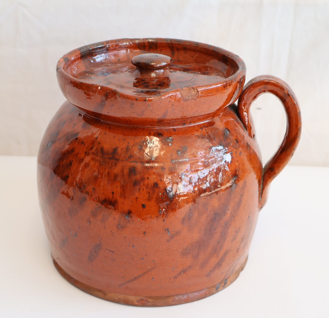 Early Redware Bean Pot with Lid (1 of 7)