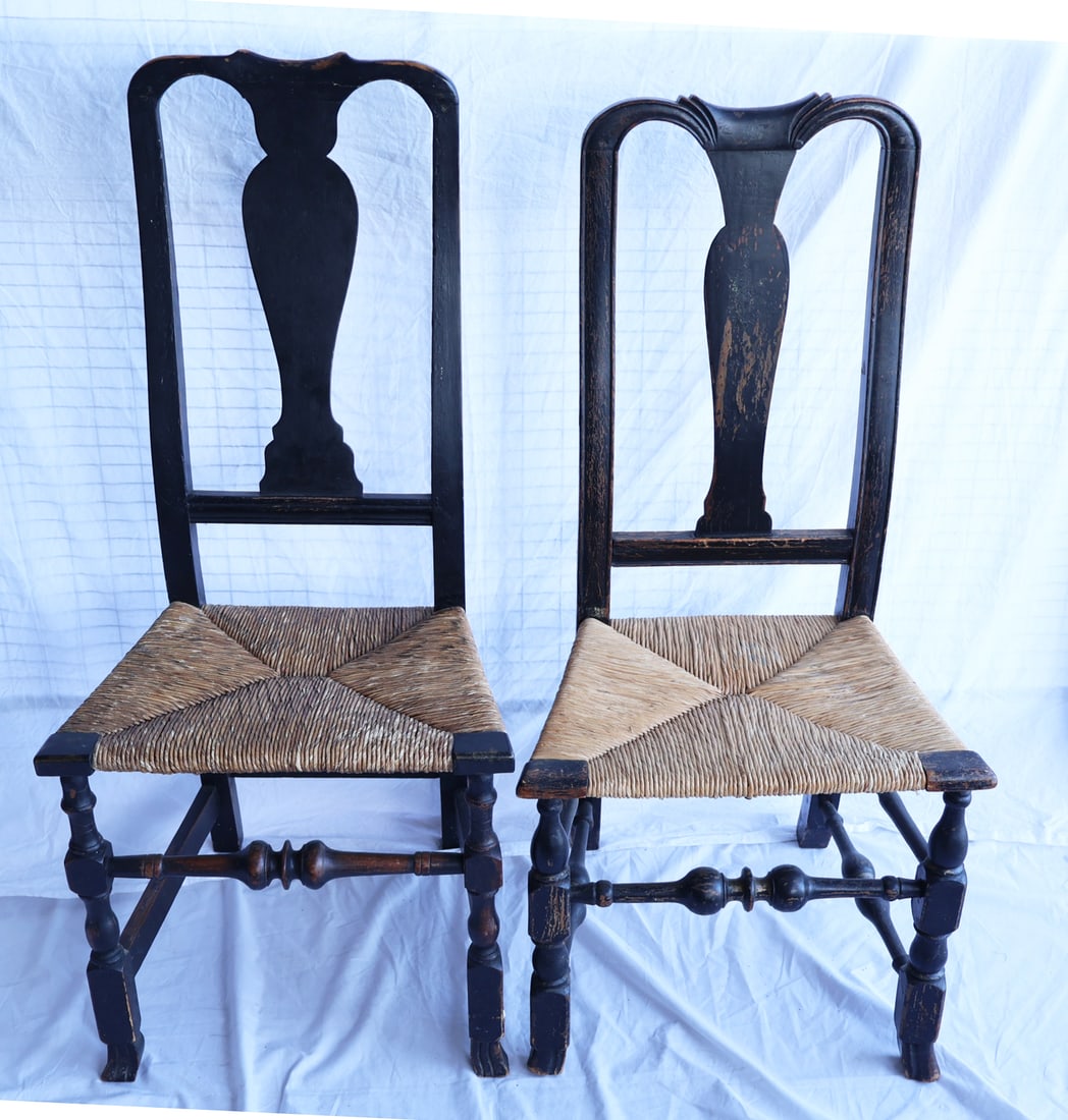 Lot of Two Queen Anne Spanish Footed Chairs (1 of 13)