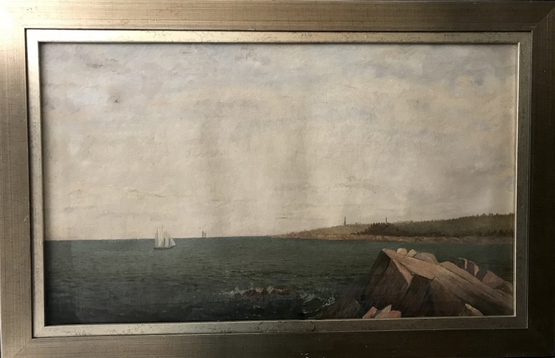 signed on the back William Frederick Ritschel (1864 -: signed on the back William Frederick Ritschel (1864 - 1949); Boat; oil on canvas; 36 x 22 in; frame: 40.5 x 26.5 in; William Frederic Ritschel, also known as Wilhelm Frederick Ritschel (1864â€“19