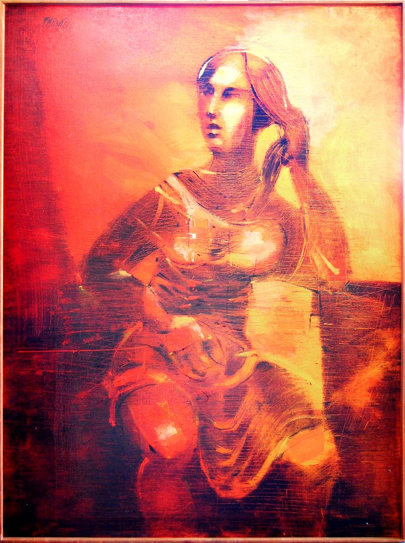 Paul Maxwell (American 1925 - 2015) Portrait of a Woman: oil on linen Framed: 42.5 x 33.5 in B. 1925 - Not only had artist Paul Maxwell established himself as an artist of national importance, but, more importantly, he was one of the few artists who has dev